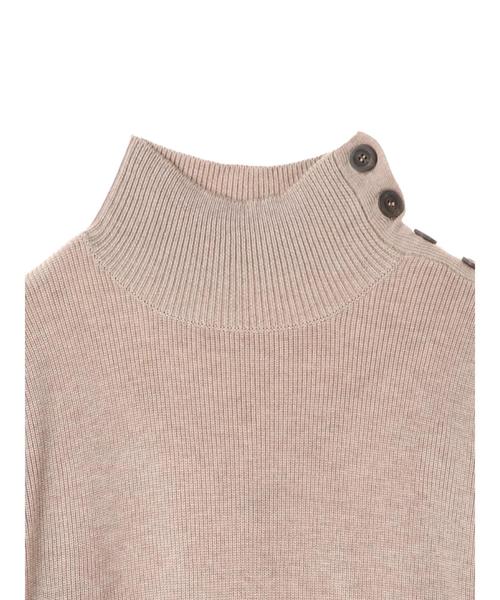 Editt by YECCA VECCA（エディットバイイェッカヴェッカ）の「・衿釦ハイネックニットワンピース（ワンピース・レディース・ベージュ/ネイビー/杢グレー・FREE）」の13枚目の写真