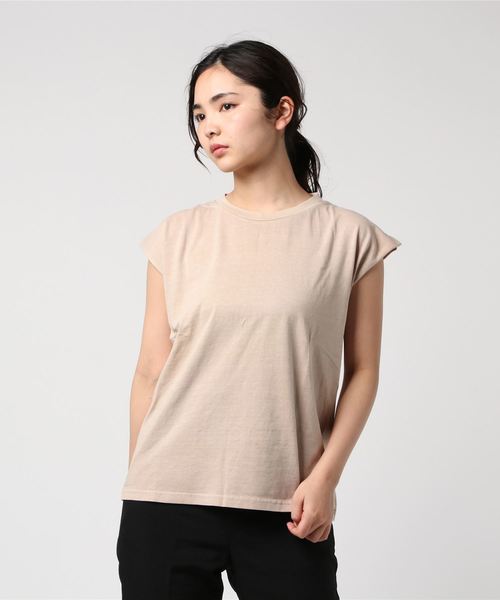 Culture Medium(カルチャーミディアム)の「20s天竺ピグメント加工ノースリTシャツ(Tシャツ/カットソー・レディース・ベージュ/キャメル/ブラック・FREE)」の7枚目の写真