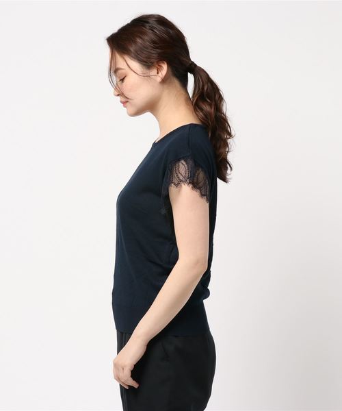 AMERICAN HOLIC（アメリカンホリック）の「袖レースニットプルオーバー（ニット/セーター・レディース・チャコールグレー/ネイビー/サックスブルー/アイボリー・M/L）」の6枚目の写真