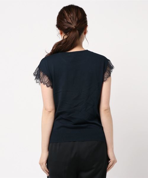 AMERICAN HOLIC（アメリカンホリック）の「袖レースニットプルオーバー（ニット/セーター・レディース・チャコールグレー/ネイビー/サックスブルー/アイボリー・M/L）」の5枚目の写真