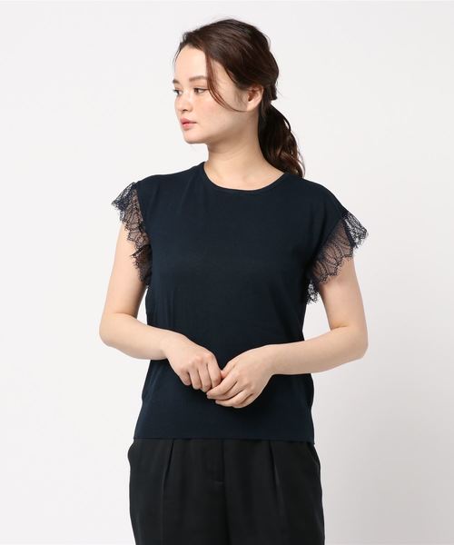 AMERICAN HOLIC（アメリカンホリック）の「袖レースニットプルオーバー（ニット/セーター・レディース・チャコールグレー/ネイビー/サックスブルー/アイボリー・M/L）」の8枚目の写真