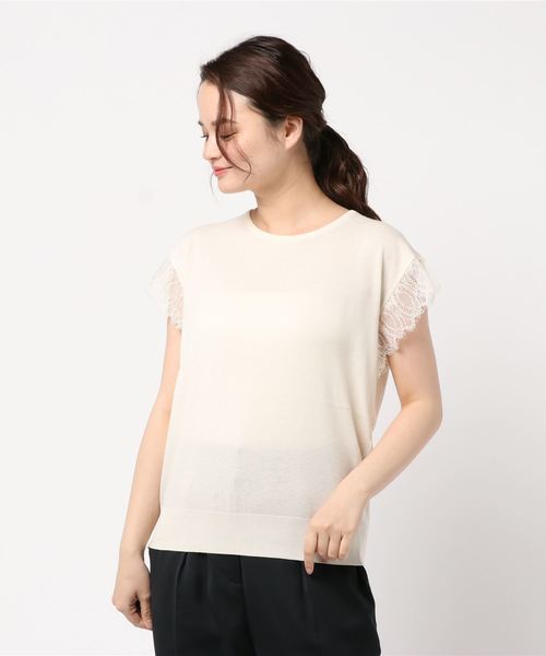 AMERICAN HOLIC（アメリカンホリック）の「袖レースニットプルオーバー（ニット/セーター・レディース・チャコールグレー/ネイビー/サックスブルー/アイボリー・M/L）」の10枚目の写真