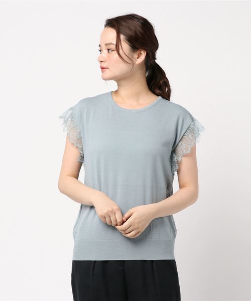 AMERICAN HOLIC（アメリカンホリック）の「袖レースニットプルオーバー（ニット/セーター・レディース・チャコールグレー/ネイビー/サックスブルー/アイボリー・M/L）」の9枚目の写真