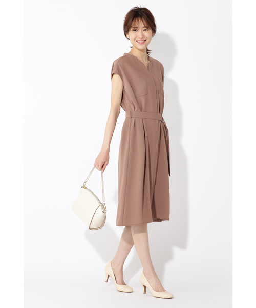 NATURAL BEAUTY BASIC（ナチュラルビューティーベーシック）の「スキッパーワンピース（ワンピース・レディース・ブラウン/カーキ/ブルー・SMALL/MEDIUM）」の14枚目の写真
