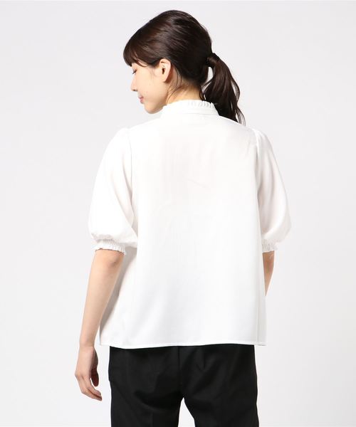 rps（アールピーエス）の「色々釦５分袖フリルプチハイネックブラウス（シャツ/ブラウス・レディース・ブラック/オフホワイト・M）」の3枚目の写真