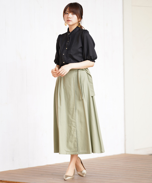 rps（アールピーエス）の「色々釦５分袖フリルプチハイネックブラウス（シャツ/ブラウス・レディース・ブラック/オフホワイト・M）」の8枚目の写真