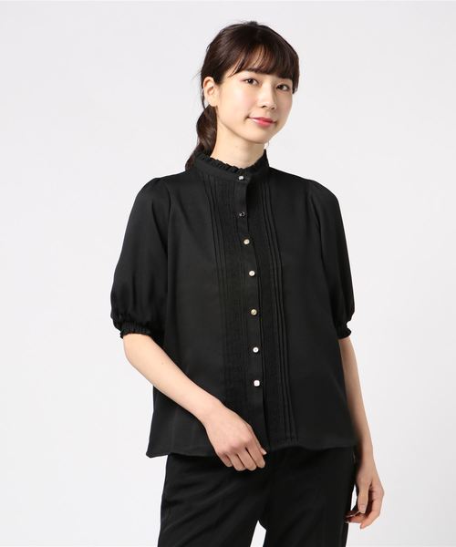 rps（アールピーエス）の「色々釦５分袖フリルプチハイネックブラウス（シャツ/ブラウス・レディース・ブラック/オフホワイト・M）」の5枚目の写真