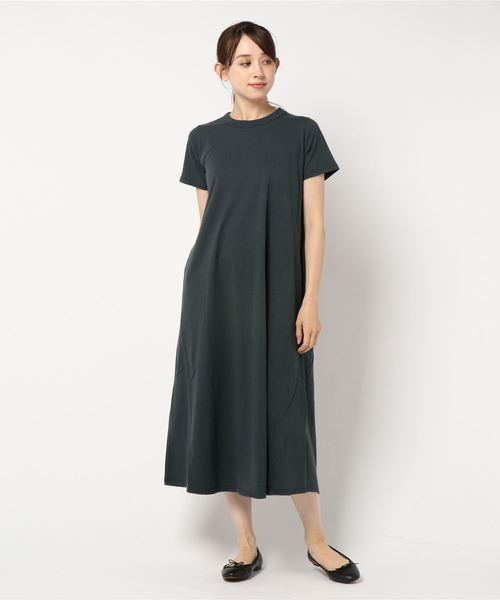 CRAFT STANDARD BOUTIQUE(クラフトスタンダードブティック)の「OE天竺クルーネックカットフレアワンピース○(ワンピース・レディース・チャコールグレー/サックスブルー/ベージュ系その他/その他7/ブルーグリーン・M/L)」の8枚目の写真