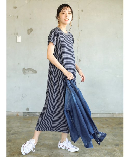 CRAFT STANDARD BOUTIQUE(クラフトスタンダードブティック)の「OE天竺クルーネックカットフレアワンピース○(ワンピース・レディース・チャコールグレー/サックスブルー/ベージュ系その他/その他7/ブルーグリーン・M/L)」の13枚目の写真