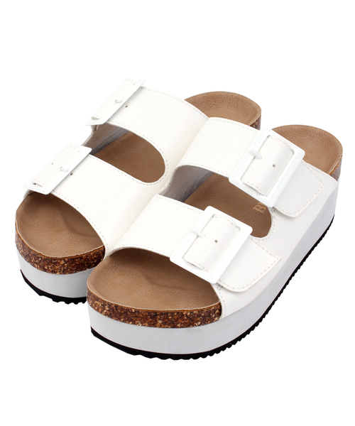 WEGO（ウィゴー）の「WEGO/厚底ベルトサンダル（サンダル・レディース・ホワイト/ブラック・23.5/24.5）」の4枚目の写真