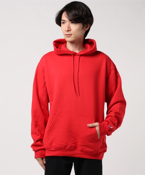 Champion(チャンピオン)の「Champion(チャンピオン) プルオーバーフード付きスウェットパーカー 9oz(パーカー・メンズ・ホワイト/ブラック/ダークグリーン/ネイビー/グレー/マスタード/レッド系その他/レッド/チャコール・SMALL/MEDIUM/LARGE/X-LARGE)」の8枚目の写真
