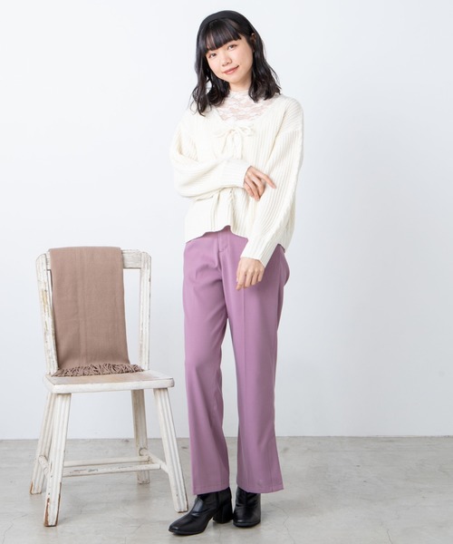 WEGO(ウィゴー)の「WEGO/レースアップセーター(ニット/セーター・レディース・ブラウン/アイボリー・FREE)」の5枚目の写真