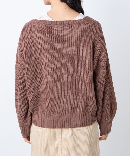 WEGO(ウィゴー)の「WEGO/レースアップセーター(ニット/セーター・レディース・ブラウン/アイボリー・FREE)」の11枚目の写真