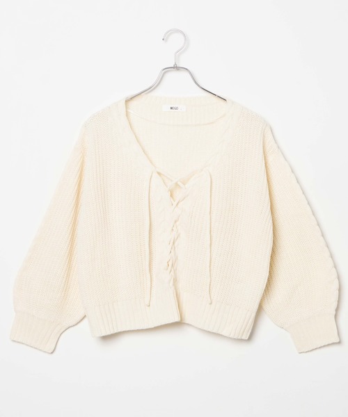 WEGO(ウィゴー)の「WEGO/レースアップセーター(ニット/セーター・レディース・ブラウン/アイボリー・FREE)」の19枚目の写真