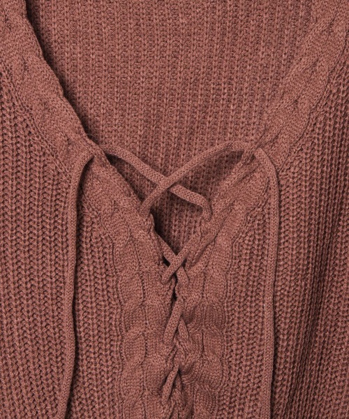 WEGO(ウィゴー)の「WEGO/レースアップセーター(ニット/セーター・レディース・ブラウン/アイボリー・FREE)」の15枚目の写真