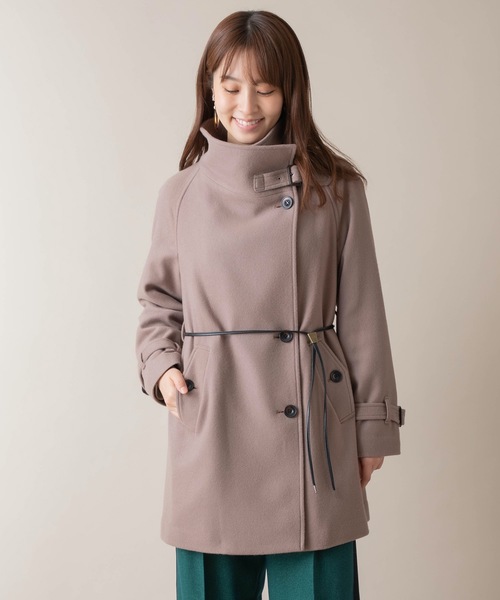 miniyu（ミニュウ）の「La SRIC/ハイカラーアシンメトリーコート（その他アウター・レディース・ダークラベンダー/グレイッシュベージュ/ブラック・38）」の3枚目の写真