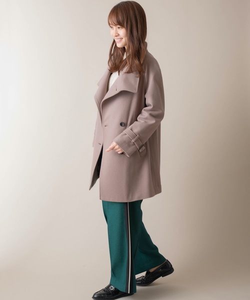 miniyu（ミニュウ）の「La SRIC/ハイカラーアシンメトリーコート（その他アウター・レディース・ダークラベンダー/グレイッシュベージュ/ブラック・38）」の6枚目の写真