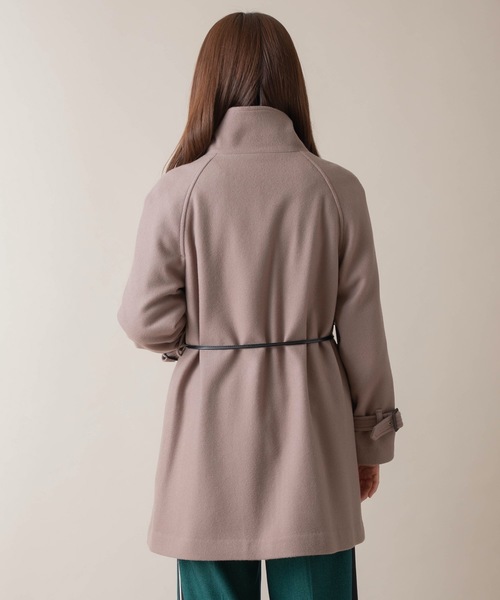 miniyu（ミニュウ）の「La SRIC/ハイカラーアシンメトリーコート（その他アウター・レディース・ダークラベンダー/グレイッシュベージュ/ブラック・38）」の9枚目の写真