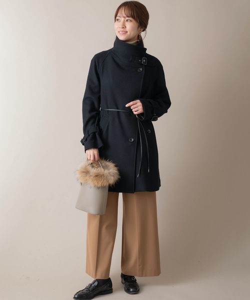 miniyu（ミニュウ）の「La SRIC/ハイカラーアシンメトリーコート（その他アウター・レディース・ダークラベンダー/グレイッシュベージュ/ブラック・38）」の11枚目の写真