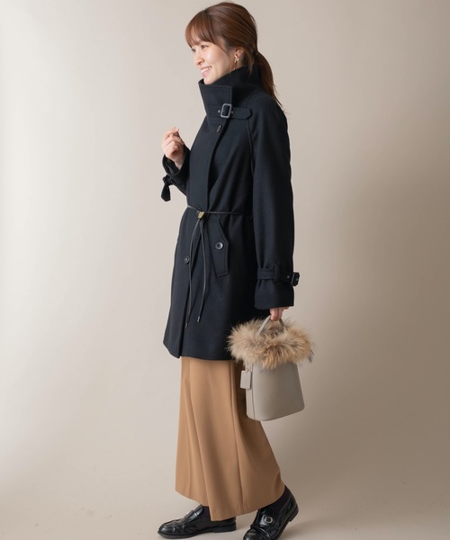 miniyu（ミニュウ）の「La SRIC/ハイカラーアシンメトリーコート（その他アウター・レディース・ダークラベンダー/グレイッシュベージュ/ブラック・38）」の13枚目の写真