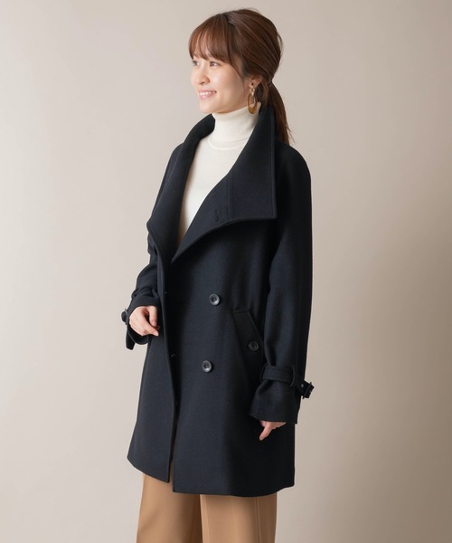 miniyu（ミニュウ）の「La SRIC/ハイカラーアシンメトリーコート（その他アウター・レディース・ダークラベンダー/グレイッシュベージュ/ブラック・38）」の14枚目の写真