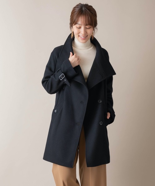 miniyu（ミニュウ）の「La SRIC/ハイカラーアシンメトリーコート（その他アウター・レディース・ダークラベンダー/グレイッシュベージュ/ブラック・38）」の15枚目の写真