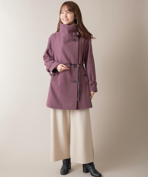 miniyu（ミニュウ）の「La SRIC/ハイカラーアシンメトリーコート（その他アウター・レディース・ダークラベンダー/グレイッシュベージュ/ブラック・38）」の18枚目の写真