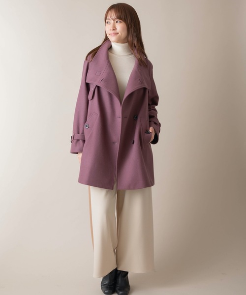 miniyu（ミニュウ）の「La SRIC/ハイカラーアシンメトリーコート（その他アウター・レディース・ダークラベンダー/グレイッシュベージュ/ブラック・38）」の19枚目の写真