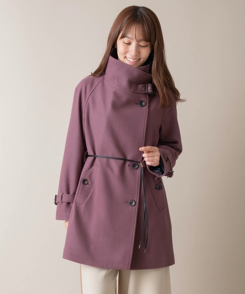 miniyu（ミニュウ）の「La SRIC/ハイカラーアシンメトリーコート（その他アウター・レディース・ダークラベンダー/グレイッシュベージュ/ブラック・38）」の21枚目の写真