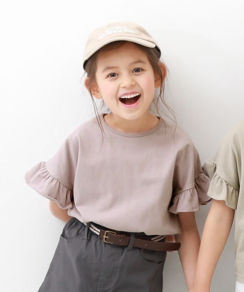 devirock（デビロック）の「フリルスリーブTシャツ（Tシャツ/カットソー・キッズ・オフホワイト/グリーン系その他/ブルーグレー/カーキ/グレー系その他/ラベンダー/ベージュ/ブラック/レッド系その他/スミクロ/サックスブルー/パープル系その他/ブラウン系その他・160cm/150cm/100cm/90cm/140cm/80ｃｍ/120cm/110cm/130cm）」の12枚目の写真