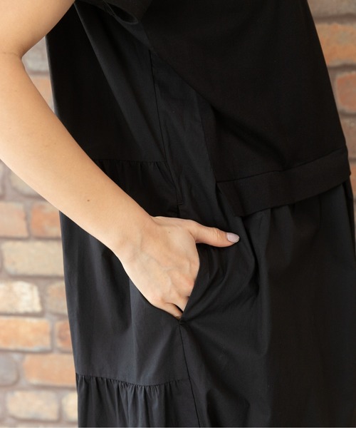 PREFERIR(プレフェリール)の「バックシャン うしろ ティアード 半袖 マキシワンピース(ワンピース・レディース・ブラック/ネイビー/カーキ・SMALL/MEDIUM/LARGE)」の17枚目の写真
