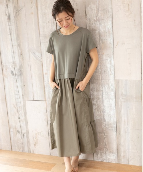 PREFERIR(プレフェリール)の「バックシャン うしろ ティアード 半袖 マキシワンピース(ワンピース・レディース・ブラック/ネイビー/カーキ・SMALL/MEDIUM/LARGE)」の20枚目の写真