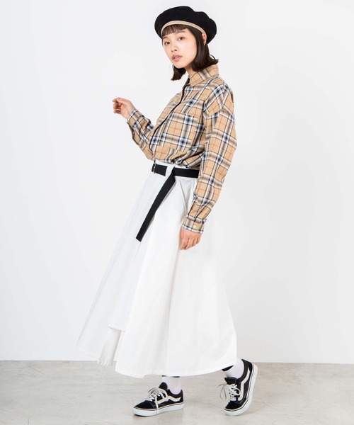 WEGO（ウィゴー）の「WEGO/チノアシンメトリーラップロングスカート（スカート・レディース・ベージュ/ホワイト・FREE）」の8枚目の写真