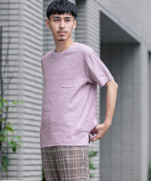 URBAN RESEARCH DOORS（アーバンリサーチドアーズ）の「ストレッチリネンクルーネックTシャツ（Tシャツ/カットソー・メンズ・ブルー系その他/ピンク系その他/スミクロ/ブラウン系その他/ホワイト系その他・40/38）」の22枚目の写真