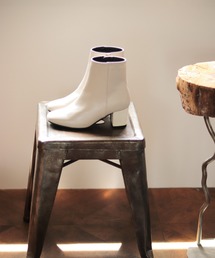 SESTO | 高級ウッドヒールのスクエアトゥショートブーツ(ブーツ)