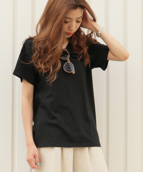 VENCEEXCHANGE(ヴァンスエクスチェンジ)の「バックスリットチュニック(Tシャツ/カットソー・レディース・ホワイト/オフホワイト/ブラック/ブルー・M)」の16枚目の写真
