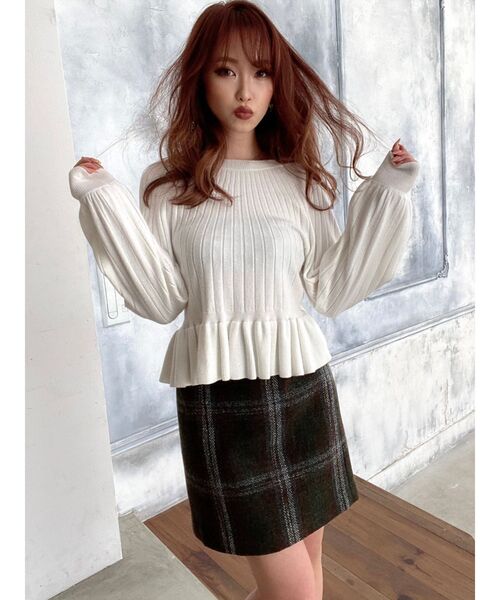 RESEXXY（リゼクシー）の「シャギーチェックスカート（スカート・レディース・ブラック/ワイン/カーキ・FREE）」の4枚目の写真