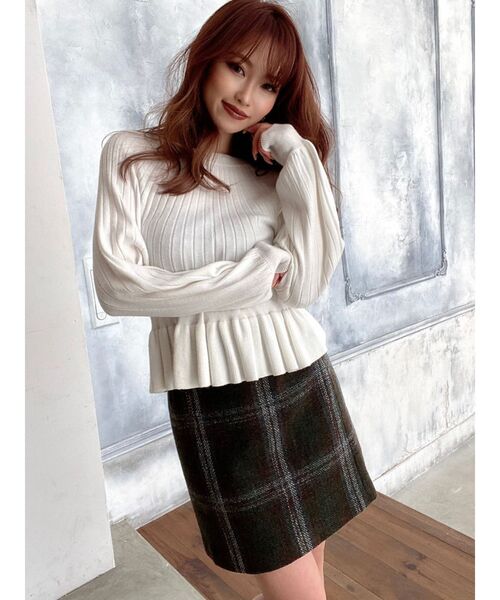 RESEXXY（リゼクシー）の「シャギーチェックスカート（スカート・レディース・ブラック/ワイン/カーキ・FREE）」の5枚目の写真