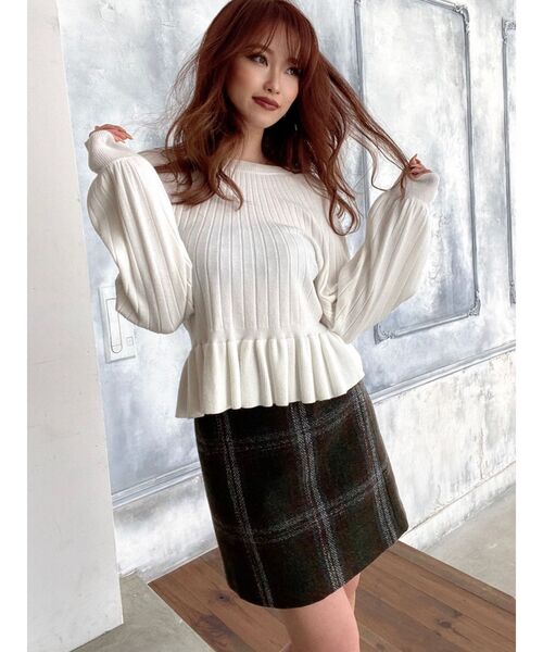 RESEXXY（リゼクシー）の「シャギーチェックスカート（スカート・レディース・ブラック/ワイン/カーキ・FREE）」の6枚目の写真