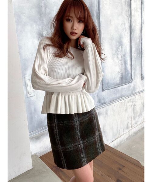 RESEXXY（リゼクシー）の「シャギーチェックスカート（スカート・レディース・ブラック/ワイン/カーキ・FREE）」の7枚目の写真