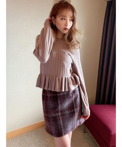 RESEXXY（リゼクシー）の「シャギーチェックスカート（スカート・レディース・ブラック/ワイン/カーキ・FREE）」の14枚目の写真