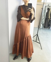 アメリTANK TOP ブラウン+ワンピースセット TROMPE L'OEIL SET TOP CAMI DRESS（ワンピース）｜Ameri