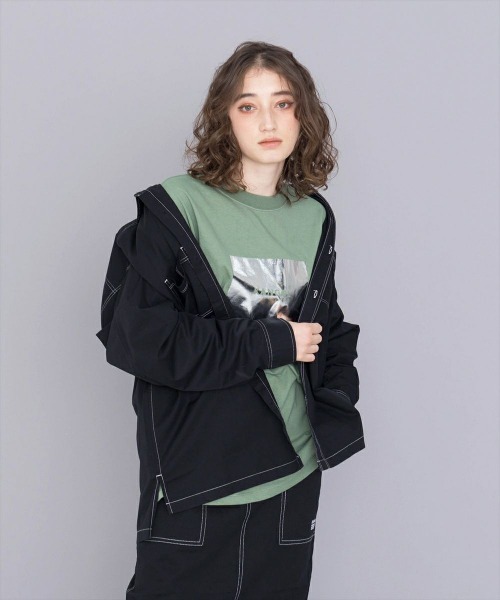 KANGOL(カンゴール)の「KANGOL【カンゴール】オーバーサイズステッチシャツ(シャツ/ブラウス・レディース・ホワイト/ブラック/ブラウン・M/L)」の2枚目の写真