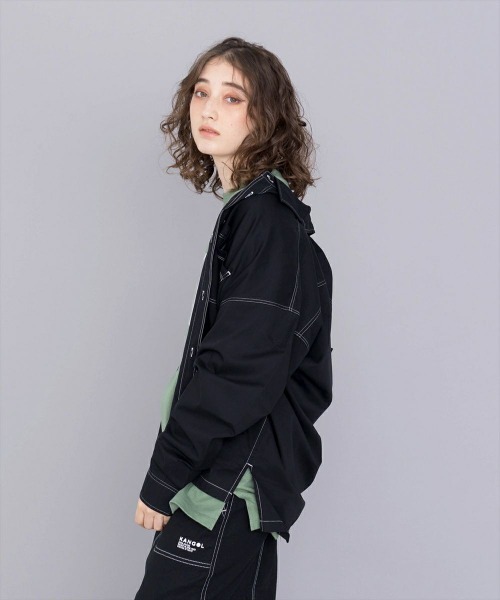 KANGOL(カンゴール)の「KANGOL【カンゴール】オーバーサイズステッチシャツ(シャツ/ブラウス・レディース・ホワイト/ブラック/ブラウン・M/L)」の7枚目の写真