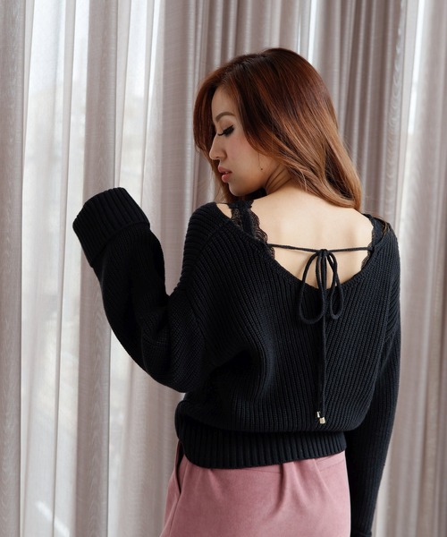 LIPSERVICE（リップサービス）の「ワイドスリーブルーズニット（ニット/セーター・レディース・ブラック/ピンク/アイボリー/ミント・FREE）」の9枚目の写真