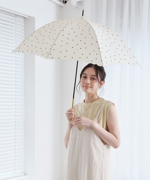 ソニアリキエル 美品　雨傘　ブランド傘　ドット水玉　ボーダー　グレー　ベージュ ソニアリキエル 美品 雨傘 ブランド傘 ドット水玉 ボーダー
