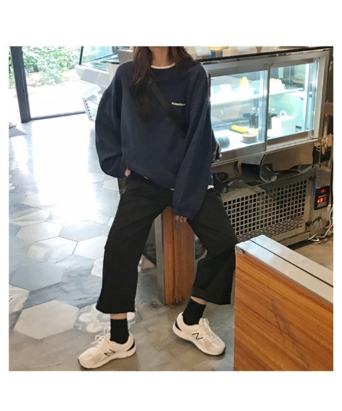 DEVICE（デバイス）の「ルーズシルエット クルーネック 長袖 スウェット トレーナー（スウェット・レディース・ネイビー/グレー/ブラック・FREE）」の8枚目の写真