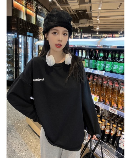 DEVICE（デバイス）の「ルーズシルエット クルーネック 長袖 スウェット トレーナー（スウェット・レディース・ネイビー/グレー/ブラック・FREE）」の21枚目の写真