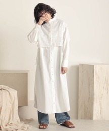 【WEB限定】レースバンドカラーシャツワンピース