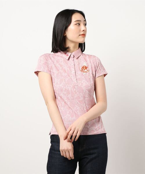 ZOY(ゾーイ)の「《ZOY》WOMENS ビーチメッシュジャガード 半袖ポロシャツ(ポロシャツ・レディース・ブルー系その他/オレンジ系その他/ライトグレー・38/36/40)」の1枚目の写真